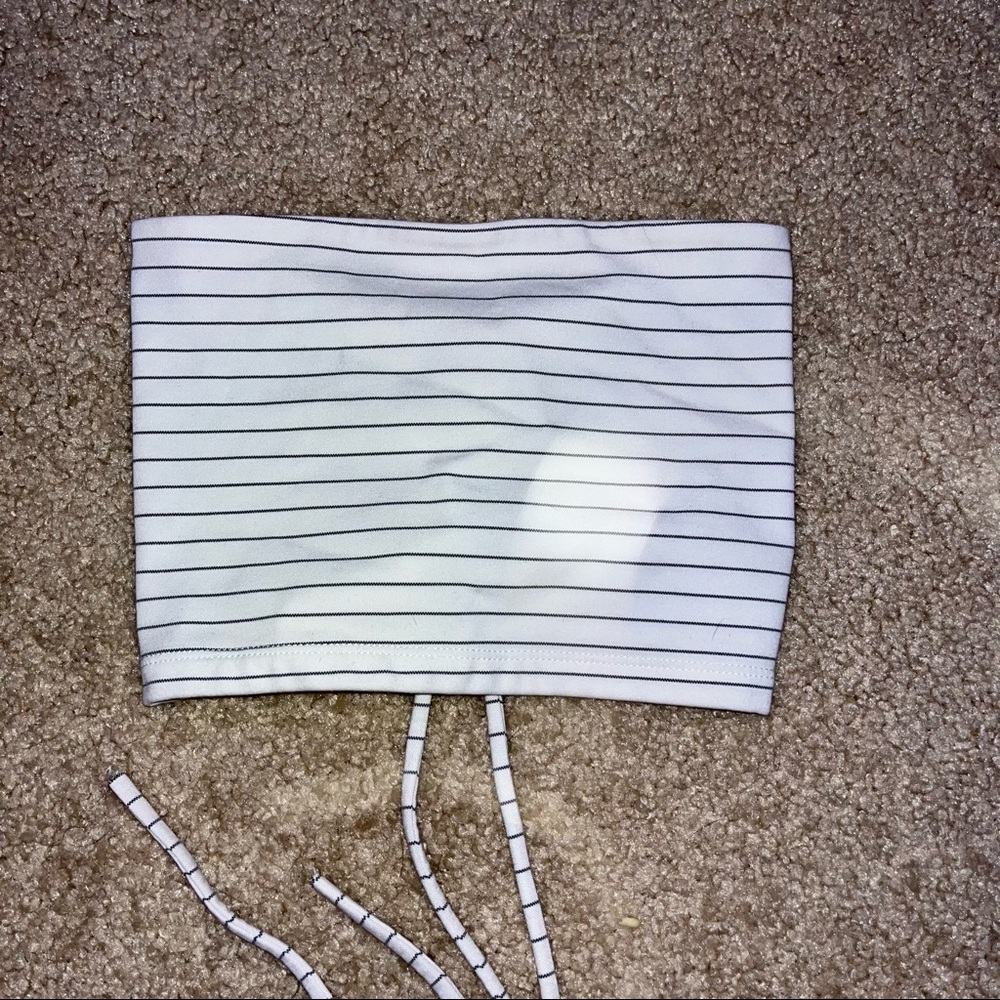 black and white striped tube top